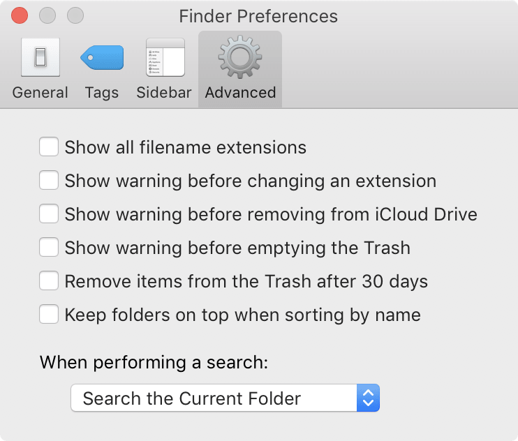 Image of the finder Preferences window