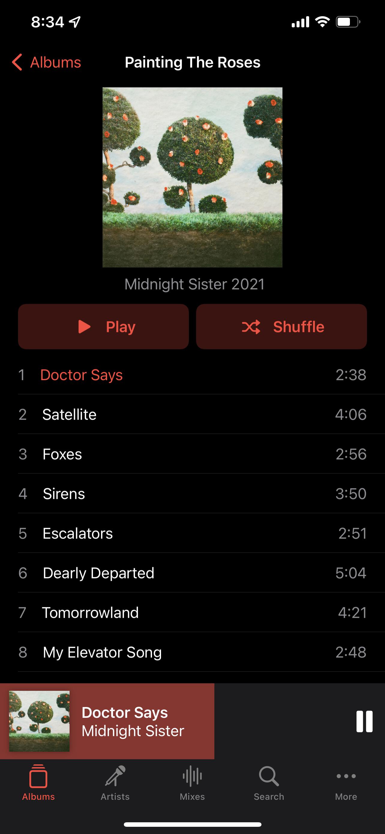 Image of Mixtapes' dark theme album view