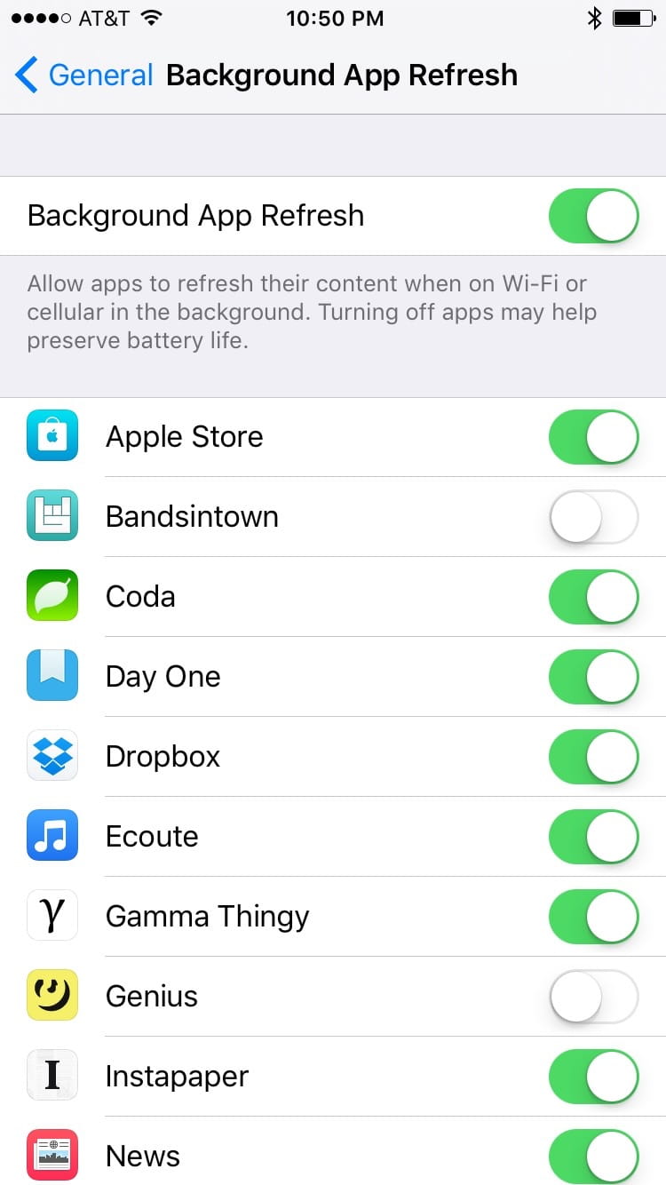 iOS Usage Settings Screen, both Manage Storage list items highlighted