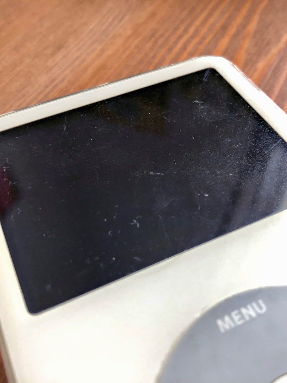 My old iPod Video's scratchy screen